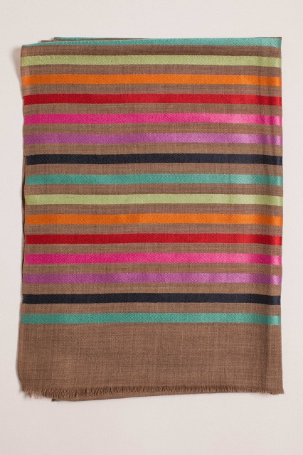 Jo Edwards designer Camel rainbow wool-silk shawl